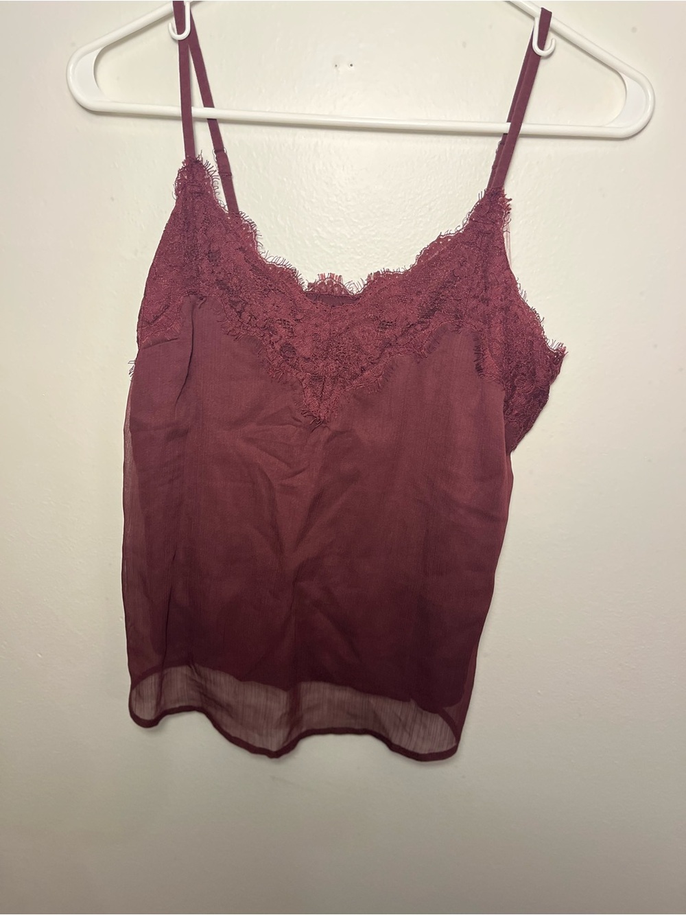 Abercrombie & Fitch Wine Lace-Trim Silk Cami
